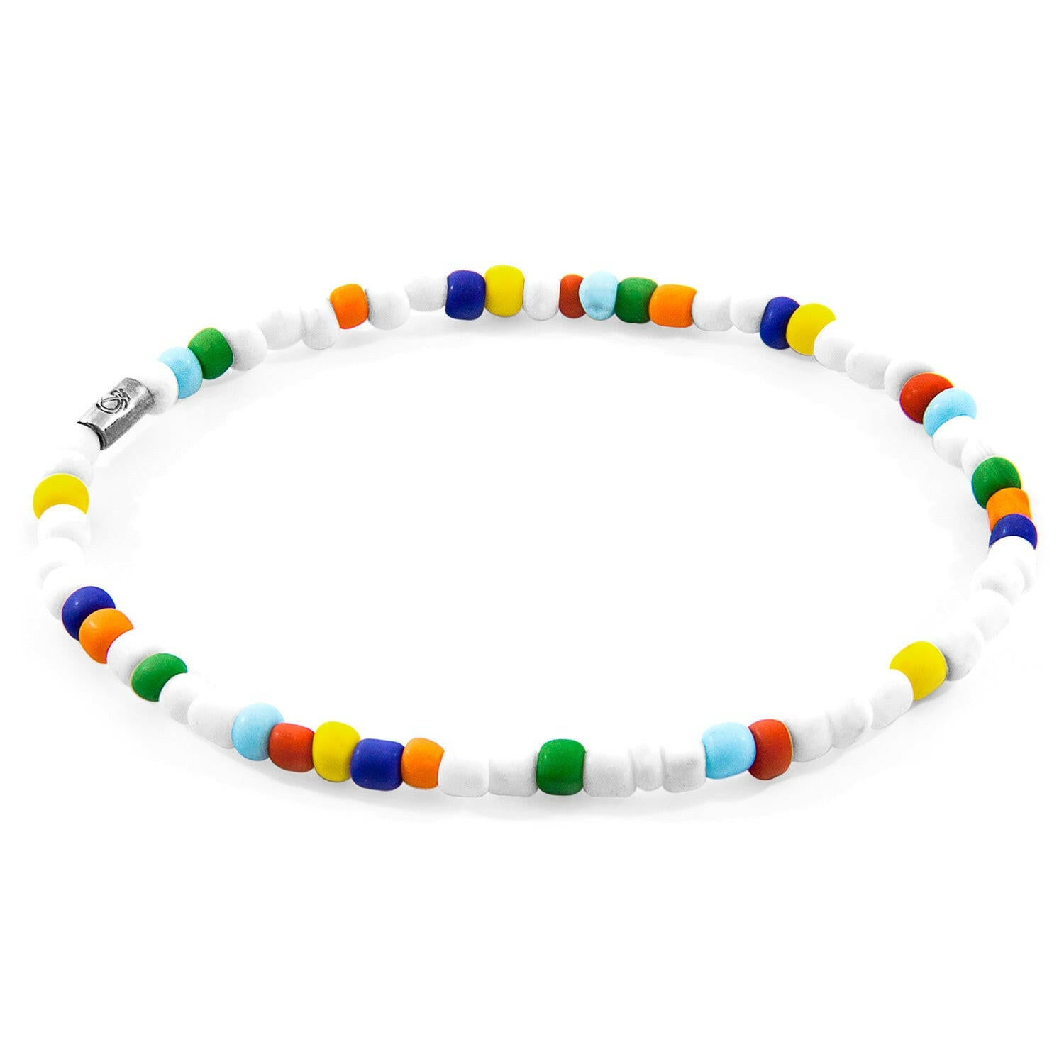 White - Multicoloured Jack Silver and Glass SKINNY Bracelet.