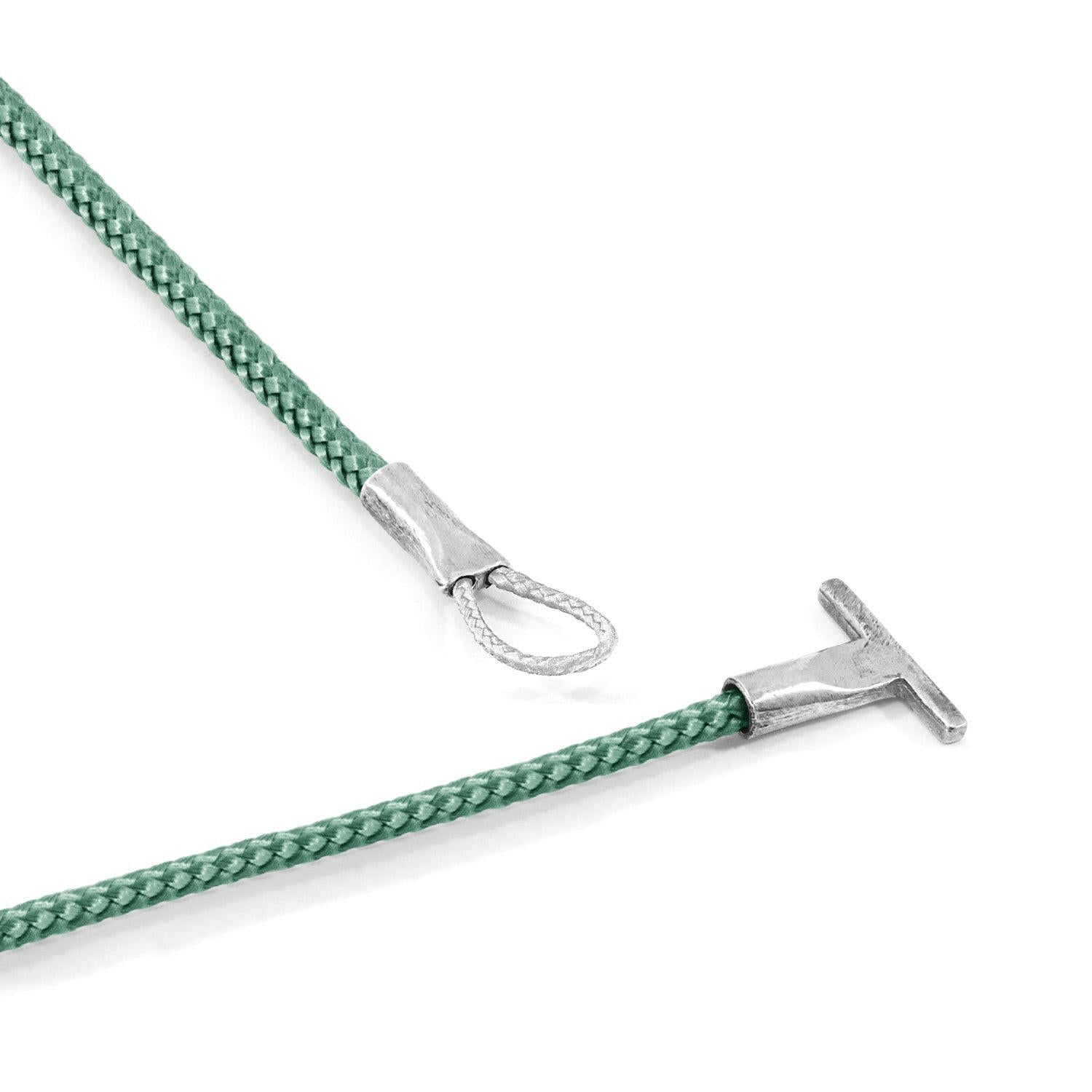 Mint Green Cambridge Silver and Rope Bracelet.