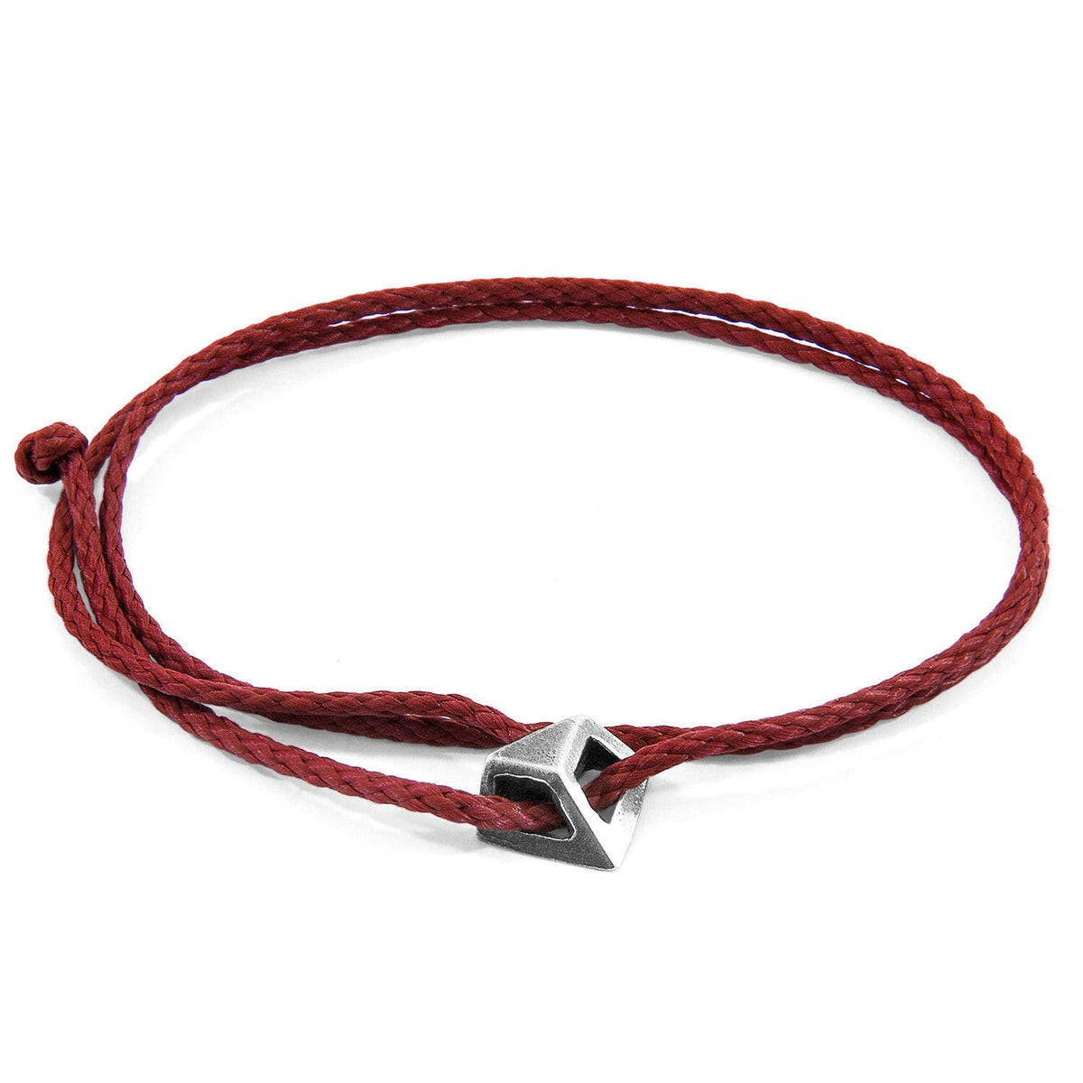 Burgundy Red Arthur Silver and Rope SKINNY Bracelet.