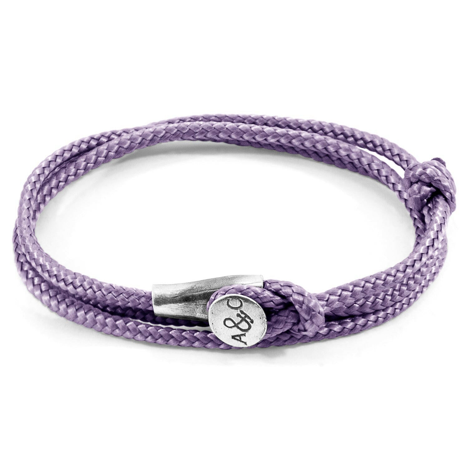 Lilac Purple Dundee Silver and Rope Bracelet.