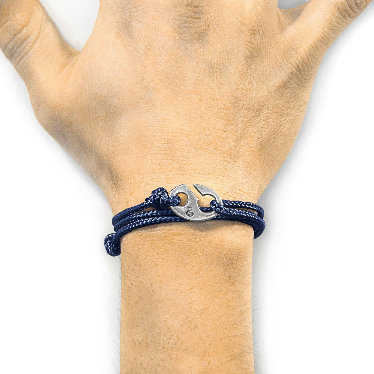 Navy Blue Windsor Silver and Rope Bracelet.