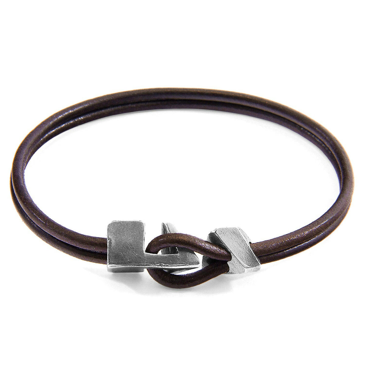 Mocha Brown Brixham Silver & Leather Bracelet.