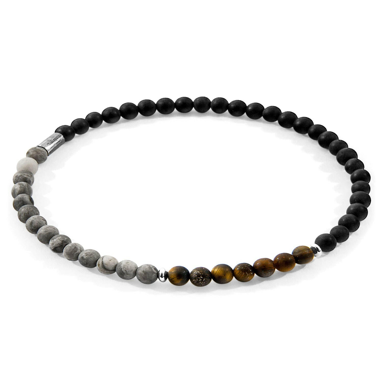 Onyx, Jasper and Tigers Eye Joshua Silver and Stone SKINNY Bracelet.