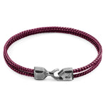 Aubergine Purple Cromer Silver and Rope Bracelet.