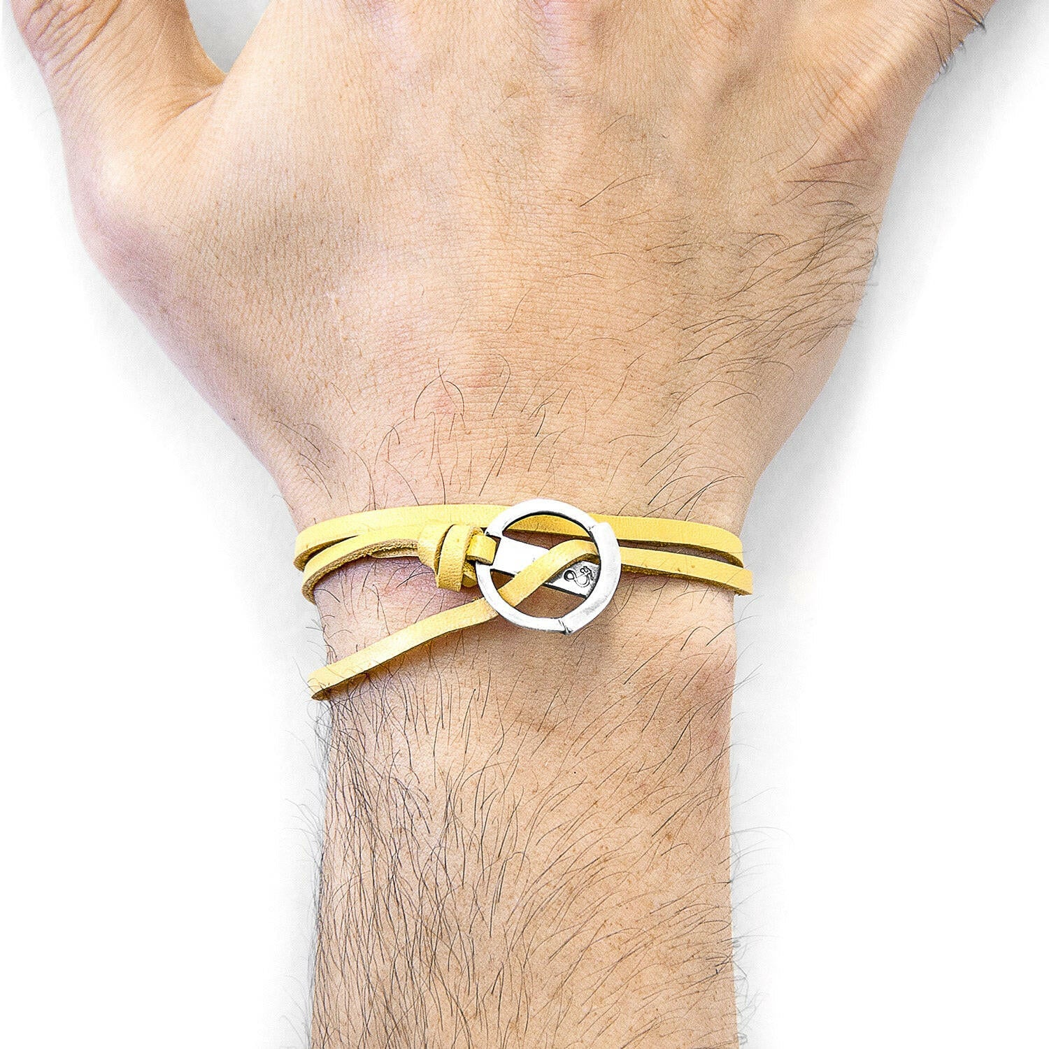 Mustard Yellow Ketch Silver & Leather Bracelet.