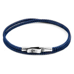 Navy Blue Liverpool Silver and Rope Bracelet.