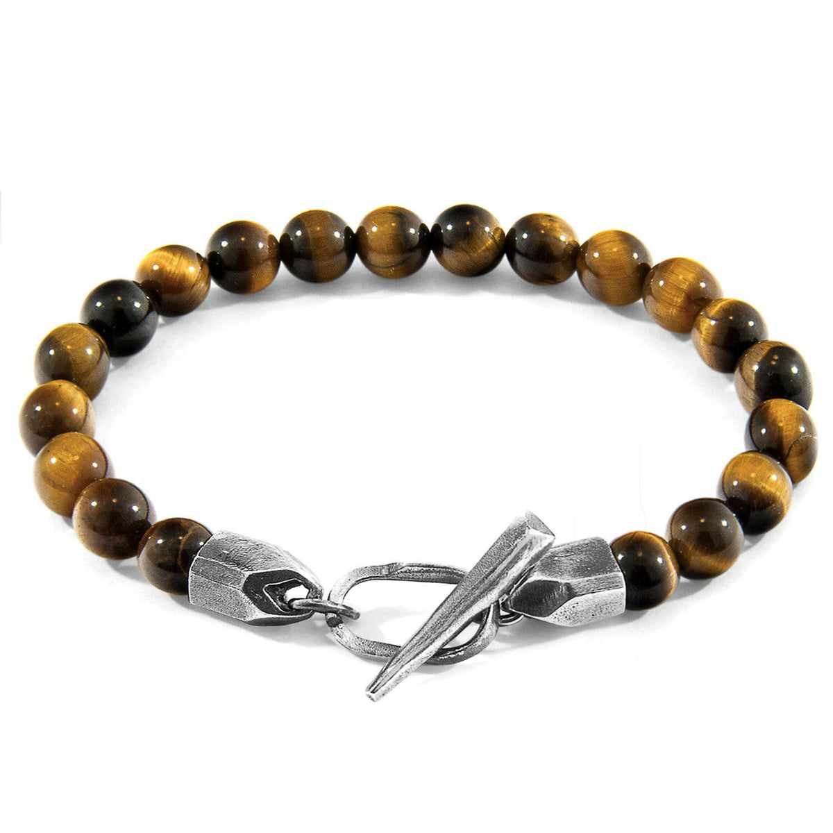 Brown Tigers Eye Tinago Silver and Stone Beaded Bracelet.