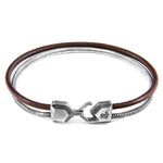 Mocha Brown Gallant Mast Silver and Round Leather Bracelet.