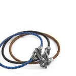 Royal Blue Cullen Silver and Braided Leather Bracelet.