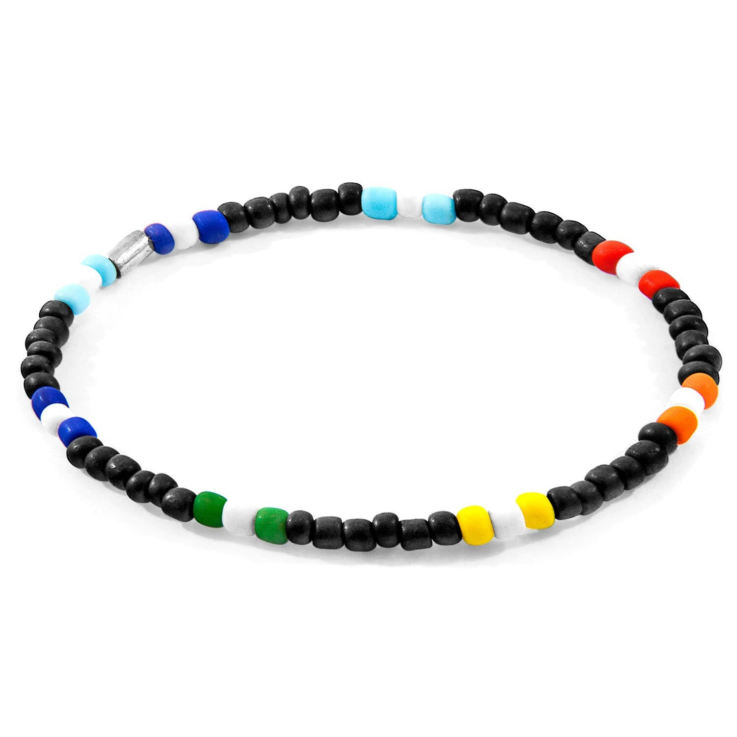 Black - Multicoloured Oscar Silver and Glass SKINNY Bracelet.