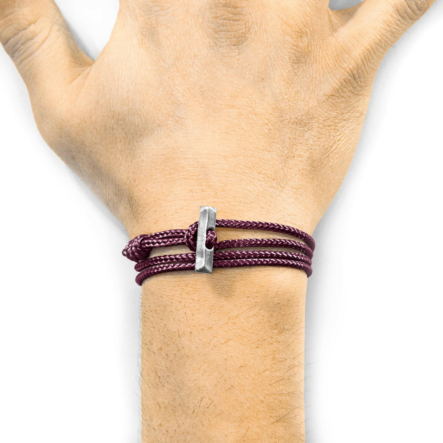 Aubergine Purple Oxford Silver and Rope Bracelet.