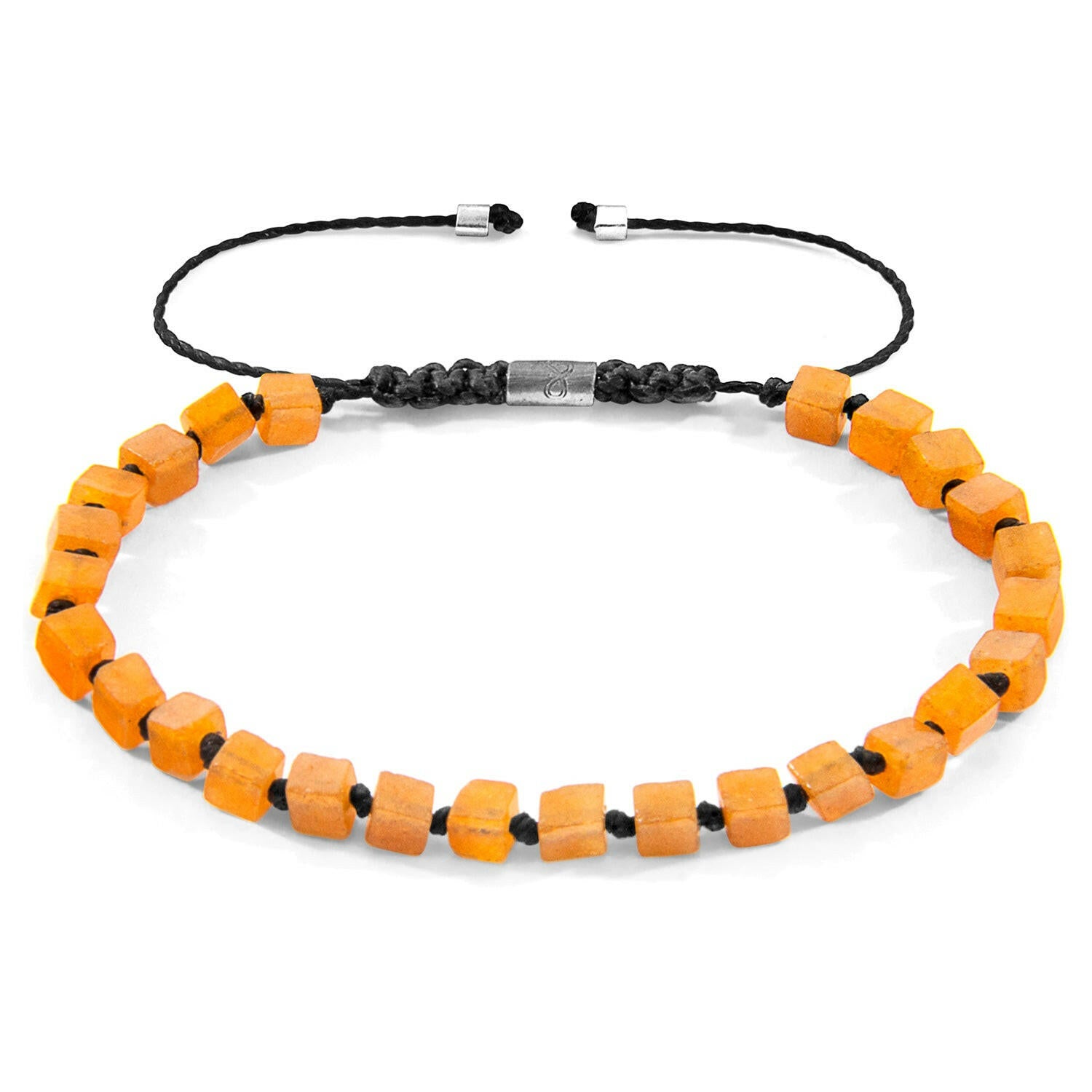 Orange Aventurine Ralph Silver and Stone SKINNY Macrame Bracelet.