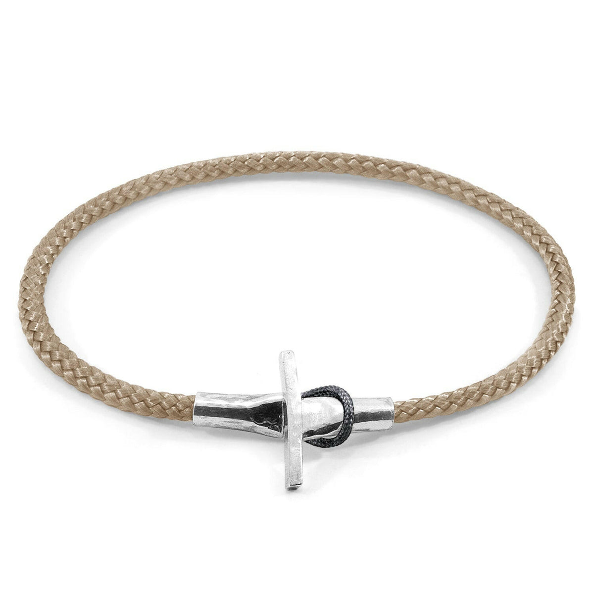 Sand Brown Cambridge Silver and Rope Bracelet.