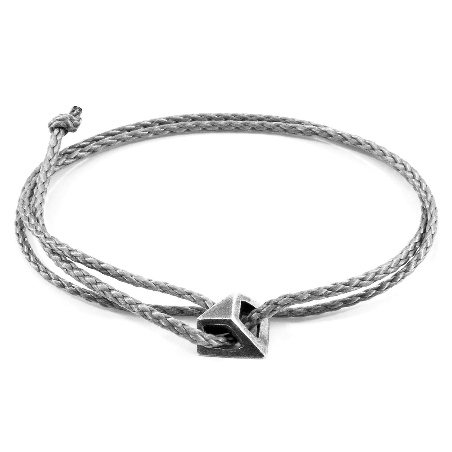 Classic Grey Arthur Silver and Rope SKINNY Bracelet.