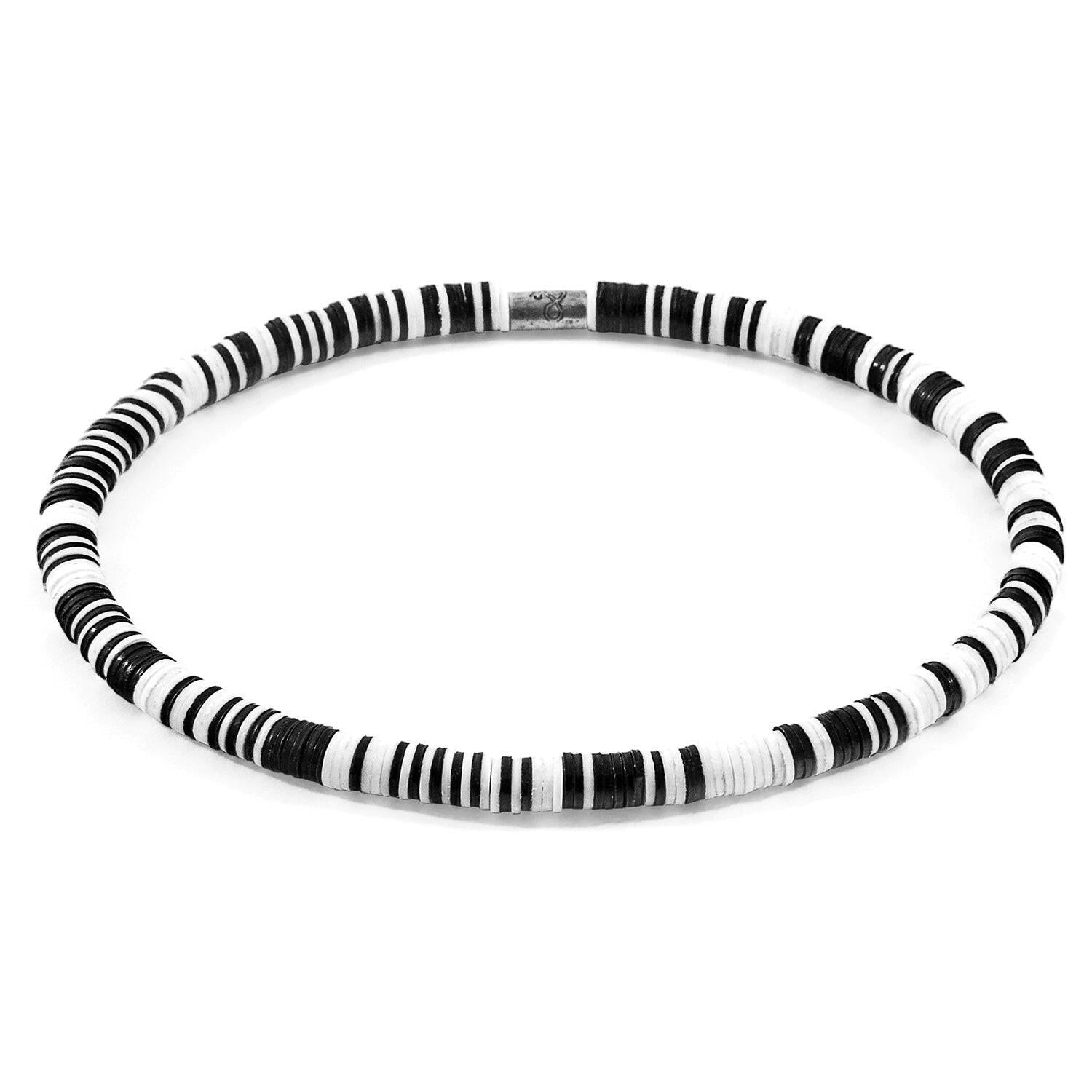 White - Black Benjamin Silver and Vinyl Disc SKINNY Bracelet.