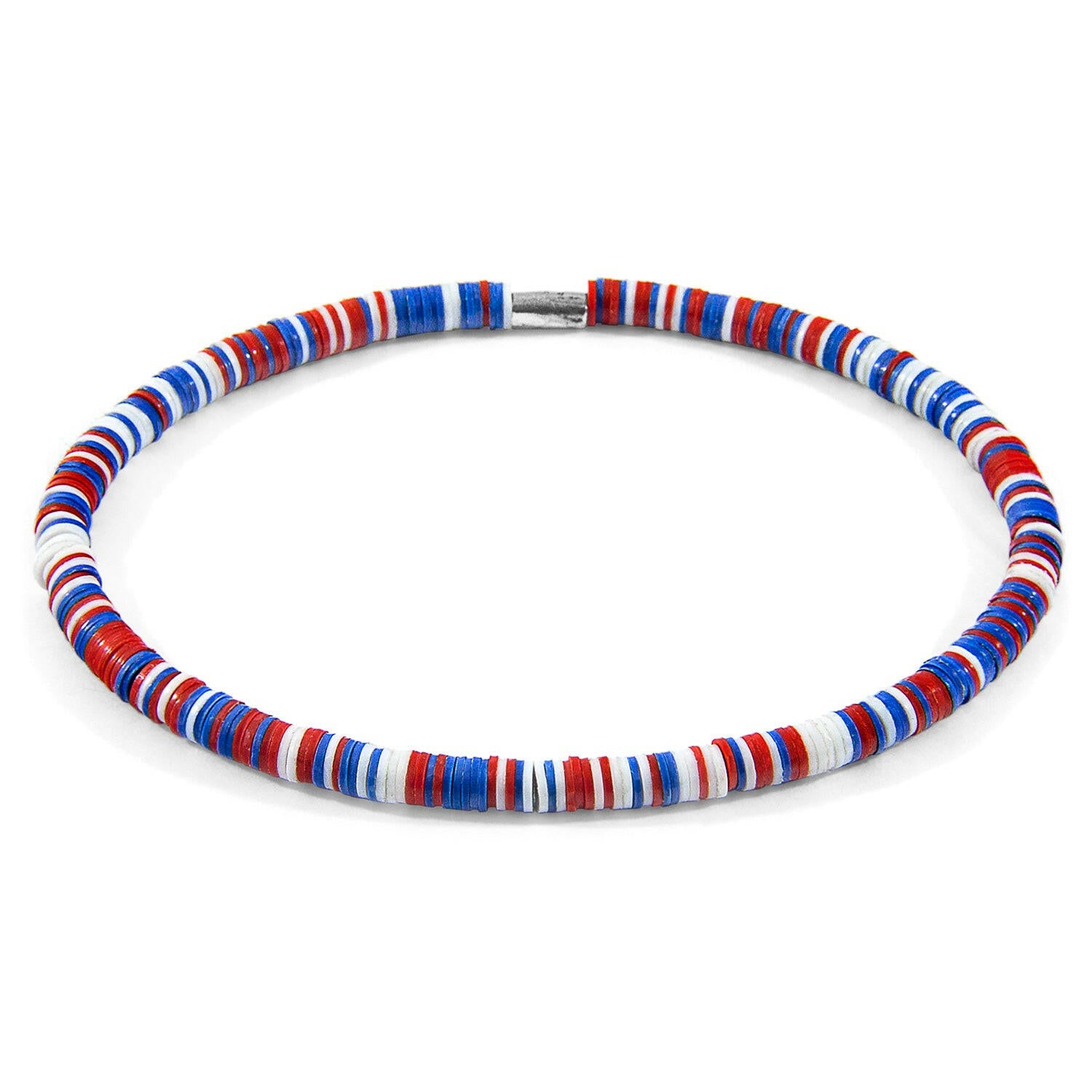 Red, White and Blue Benjamin Silver and Vinyl Disc SKINNY Bracelet.