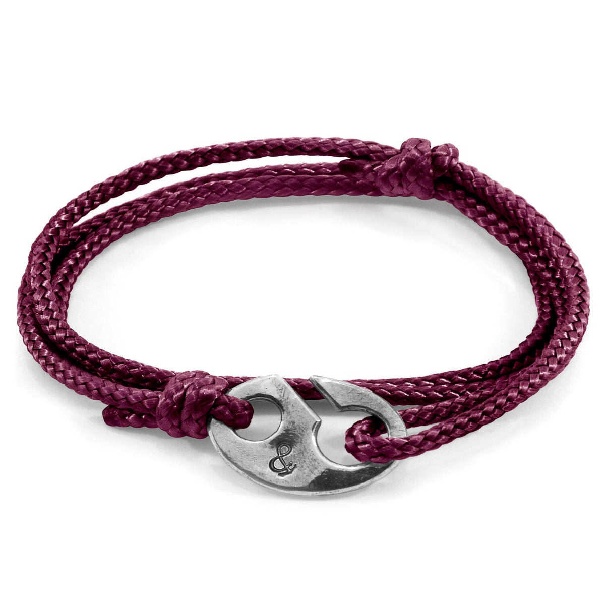 Aubergine Purple Windsor Silver and Rope Bracelet.