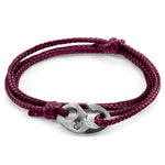 Aubergine Purple Windsor Silver and Rope Bracelet.