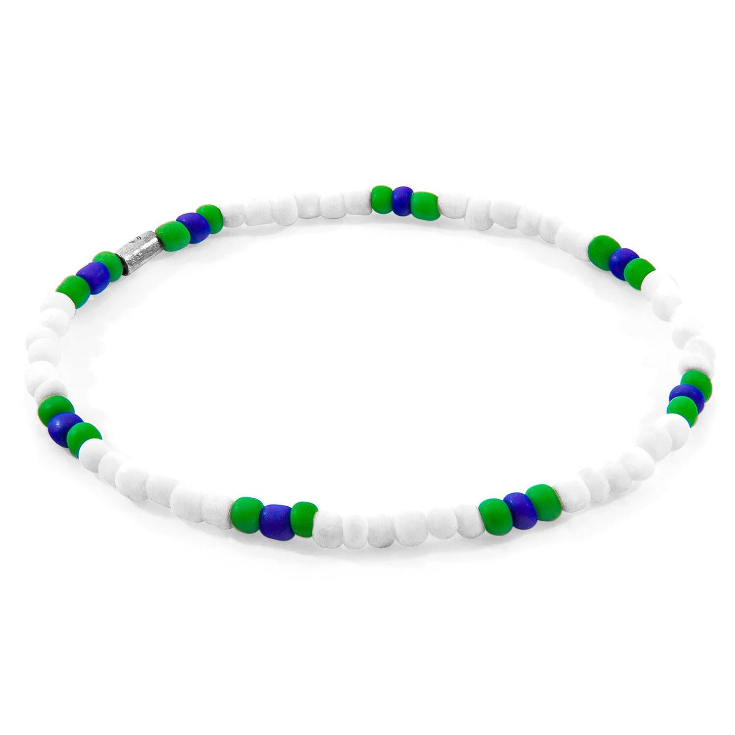 White - Green Oscar Silver and Glass SKINNY Bracelet.