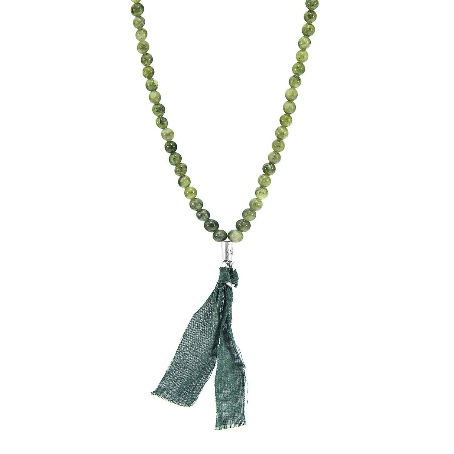 Jade Luke Silver, Stone and Cotton Voile Necklace x Bracelet.