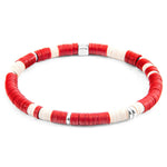 Red Malawi Silver and Vinyl Disc Bracelet.