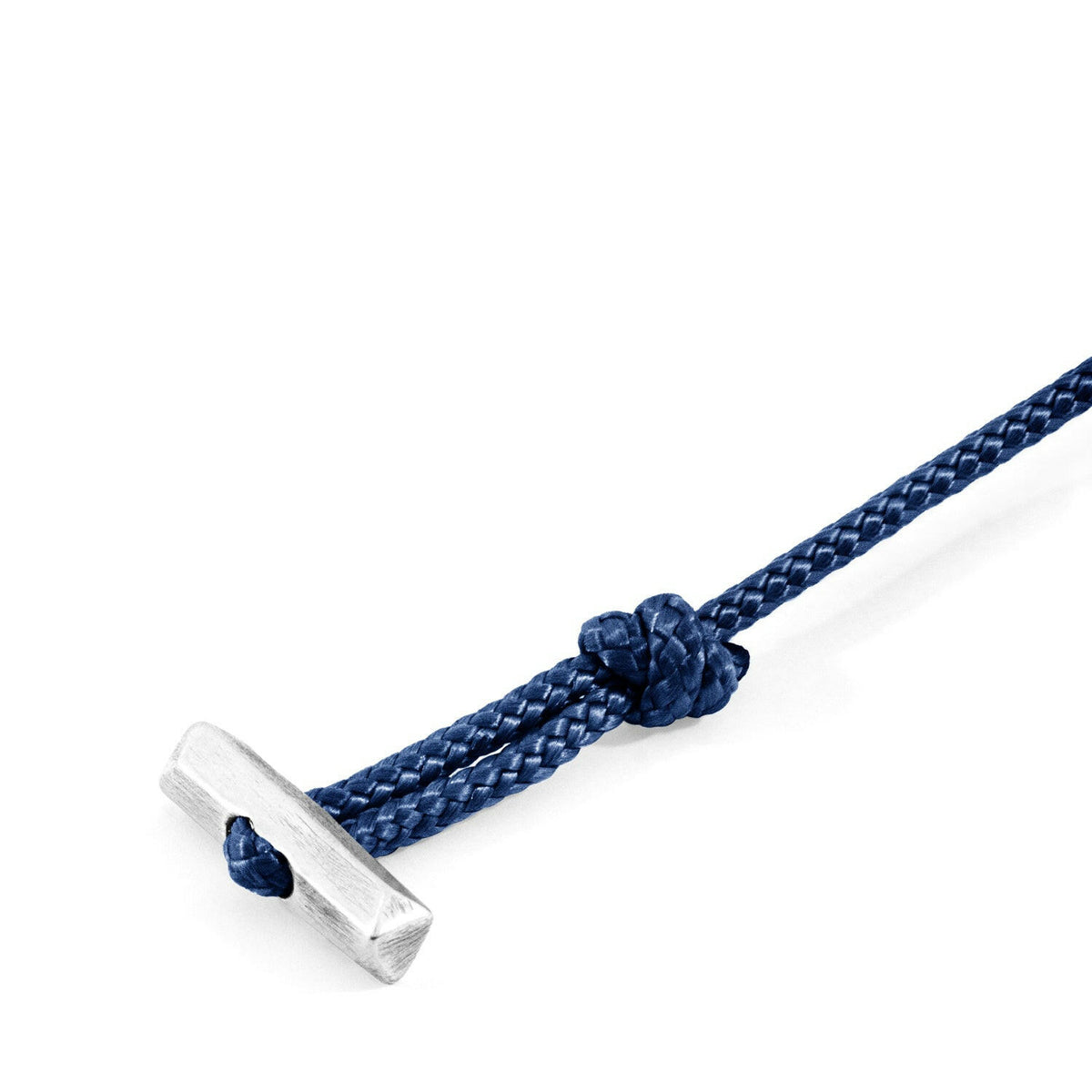 Navy Blue Oxford Silver and Rope Bracelet.