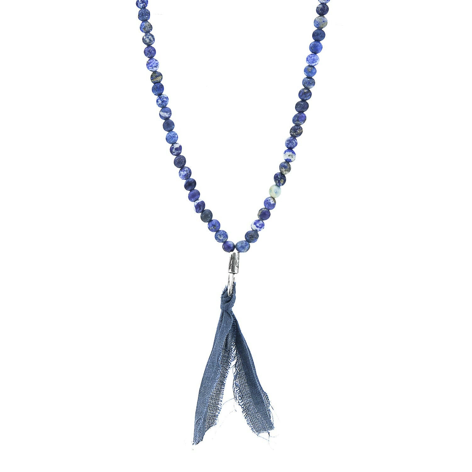 Sodalite Luke Silver, Stone and Cotton Voile Necklace x Bracelet.