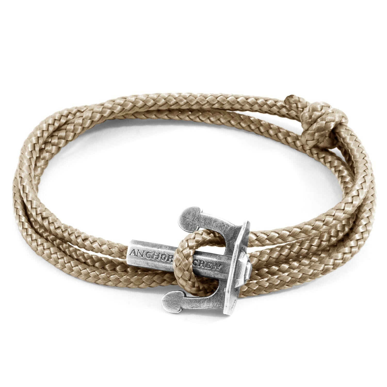 Sand Brown Union Anchor Silver and Rope Bracelet.