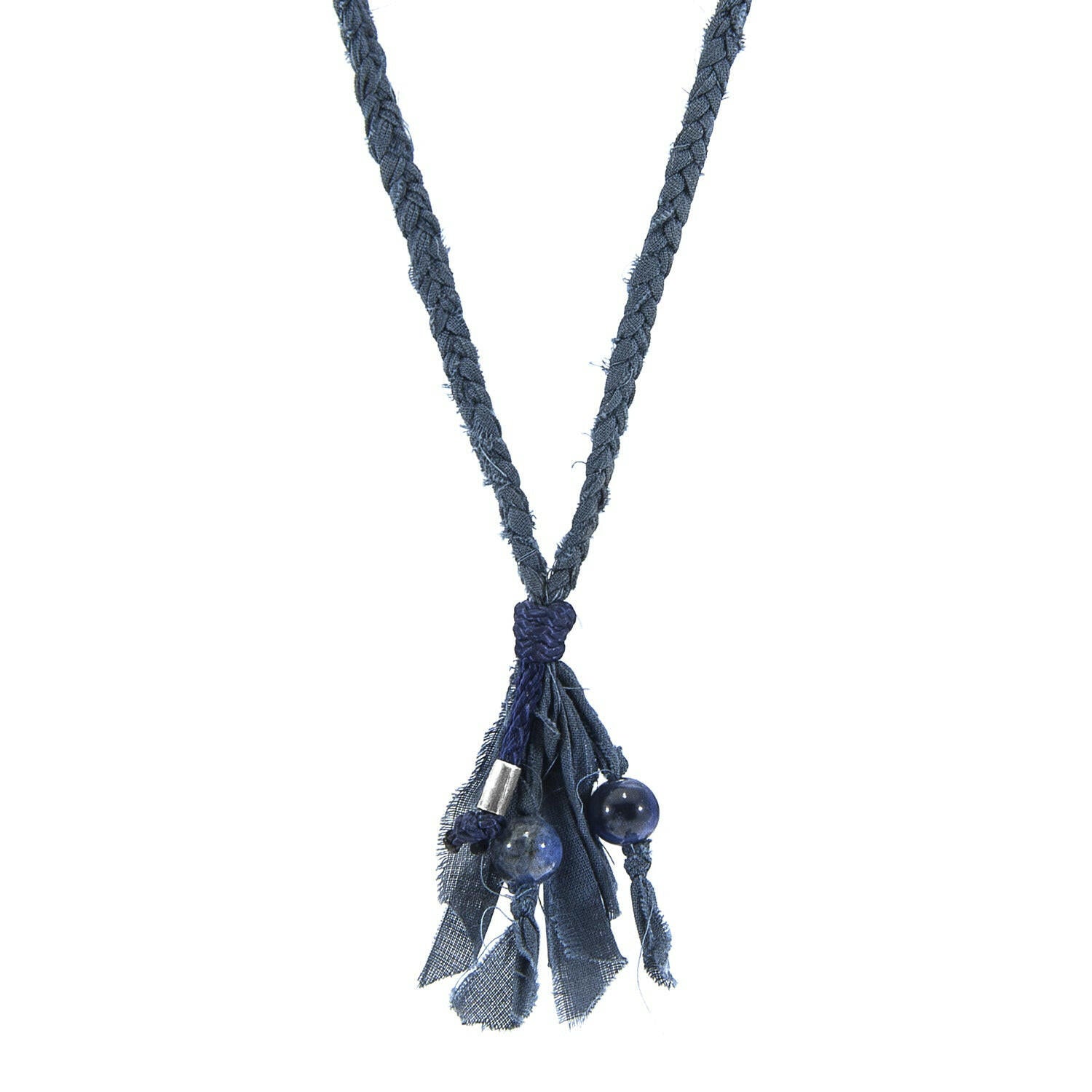 Sodalite Marcus Silver, Stone and Braided Voile Necklace x Bracelet.