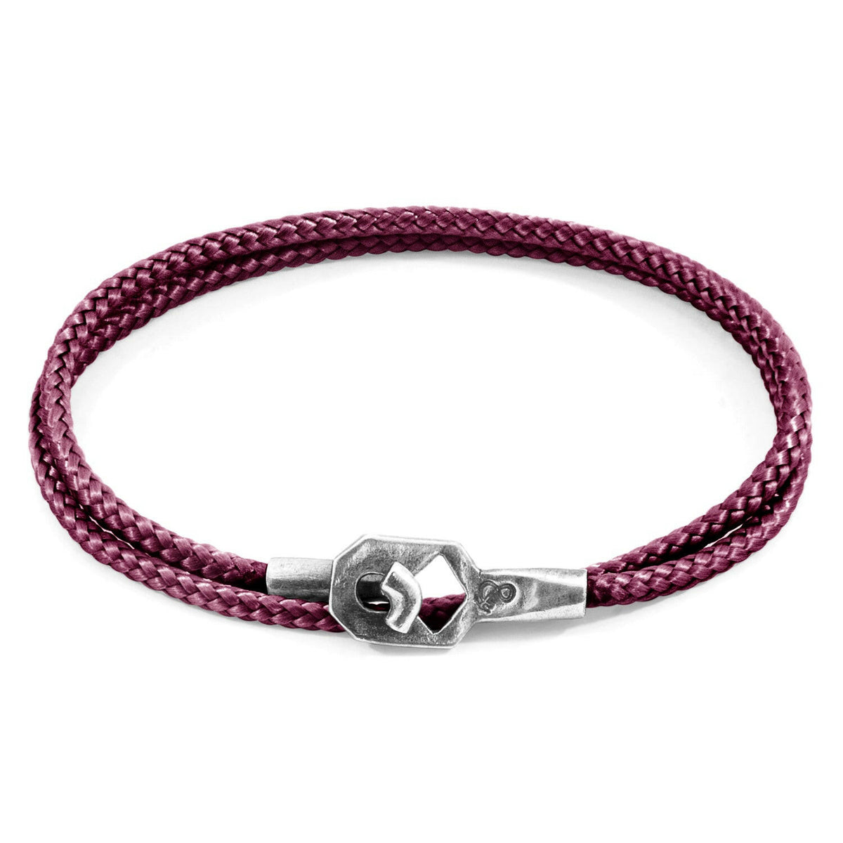 Aubergine Purple Tenby Silver and Rope Bracelet.