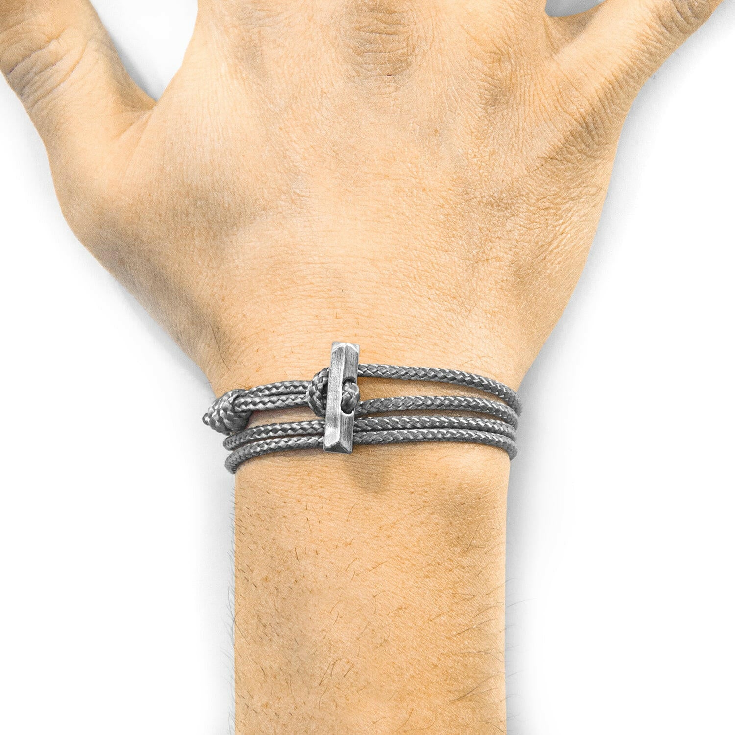 Classic Grey Oxford Silver and Rope Bracelet.