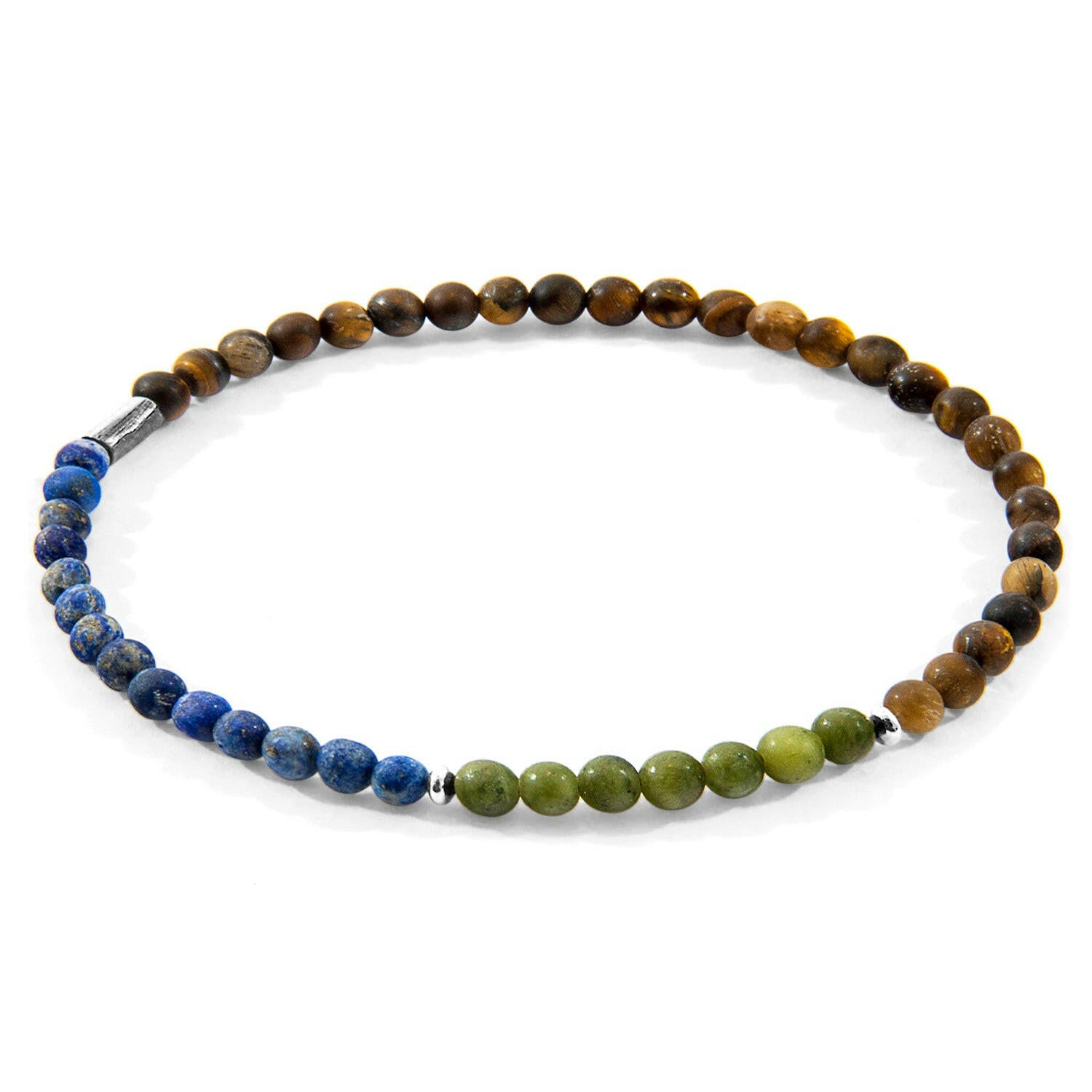 Tigers Eye, Sodalite and Jade Joshua Silver and Stone SKINNY Bracelet.