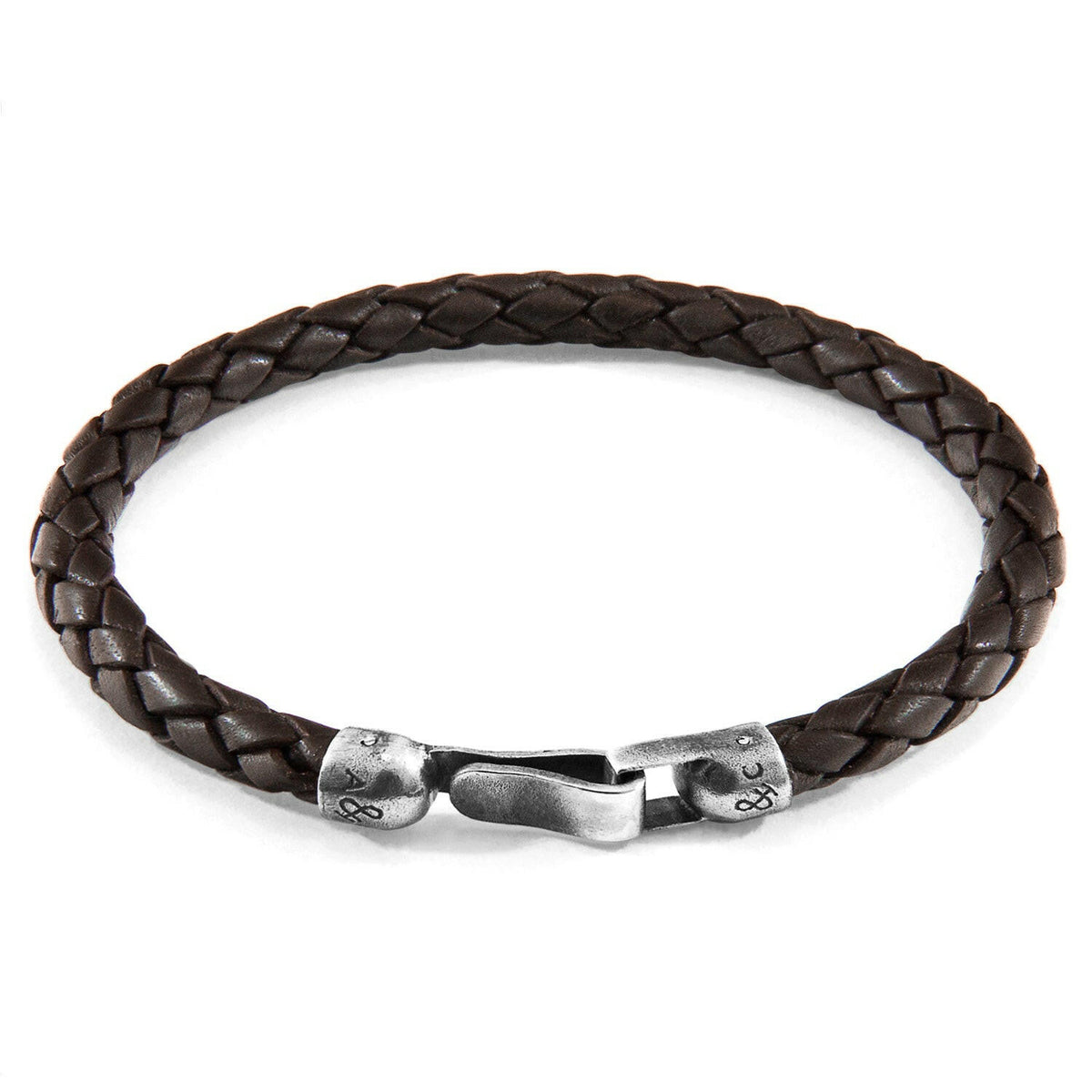 Cacao Brown Skye Silver and Braided Leather Bracelet.