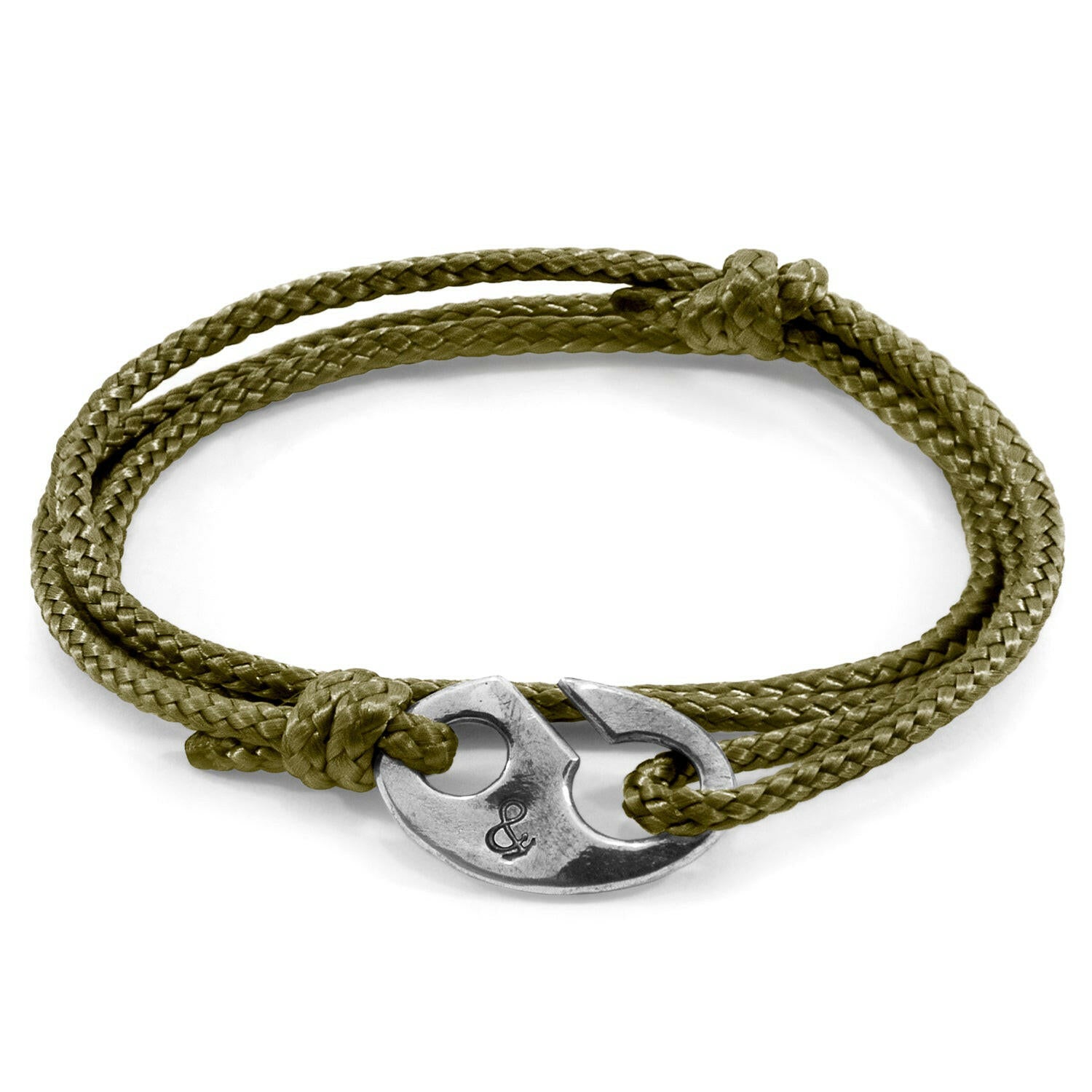 Khaki Green Windsor Silver and Rope Bracelet.