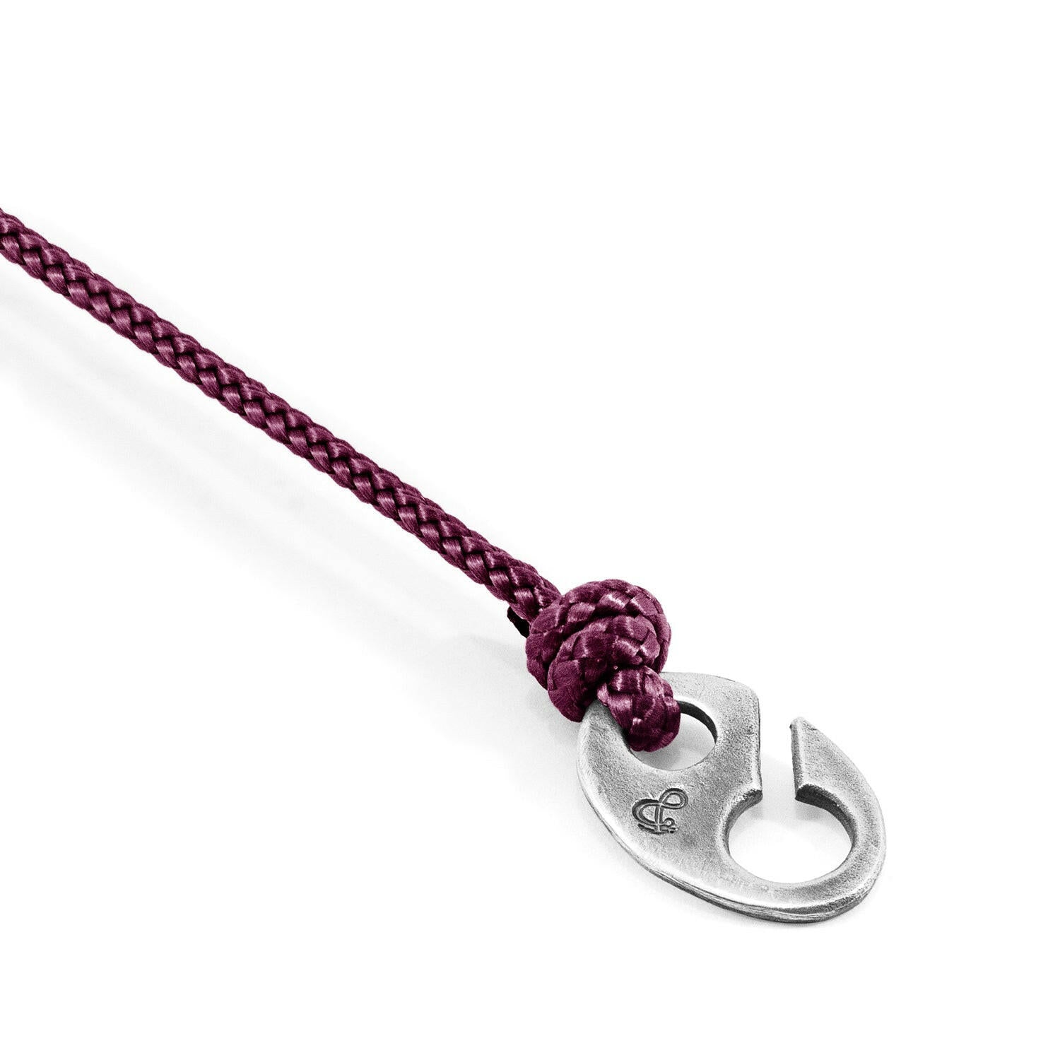 Aubergine Purple Windsor Silver and Rope Bracelet.