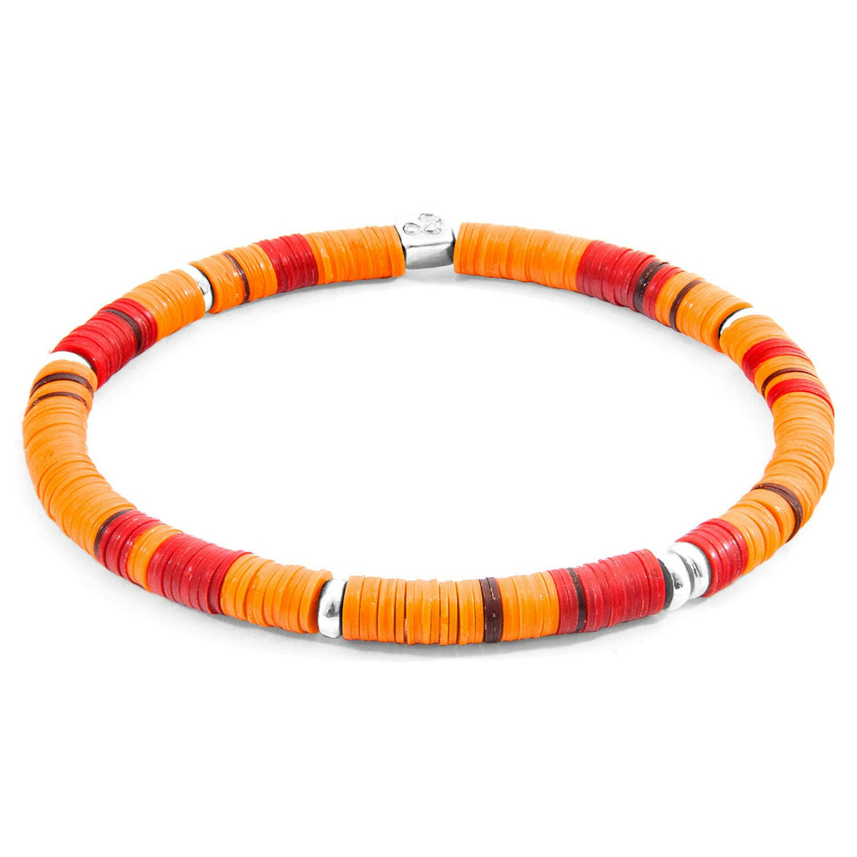 Orange Malawi Silver and Vinyl Disc Bracelet - Selectique 