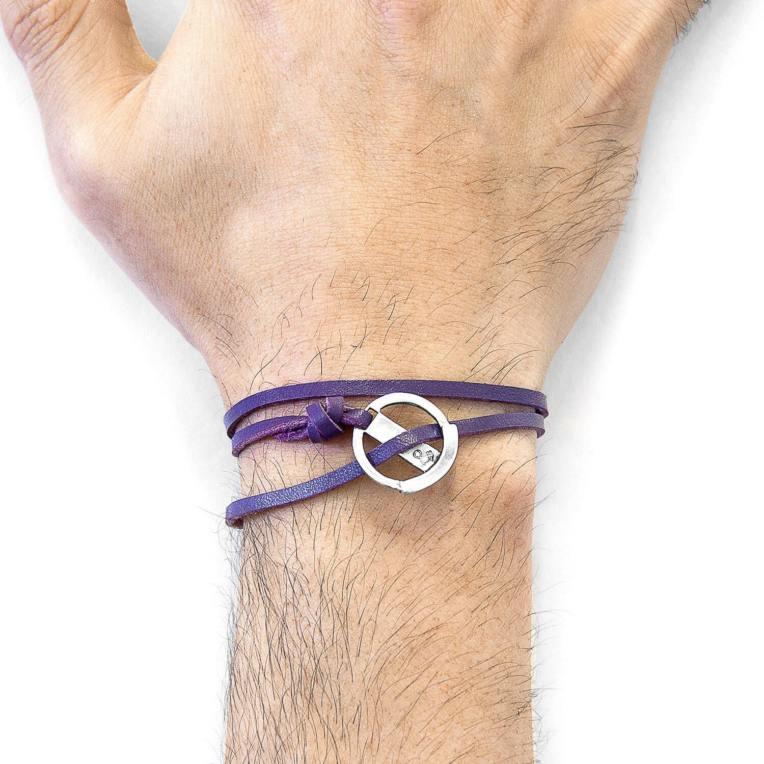 Grape Purple Ketch Silver & Leather Bracelet.