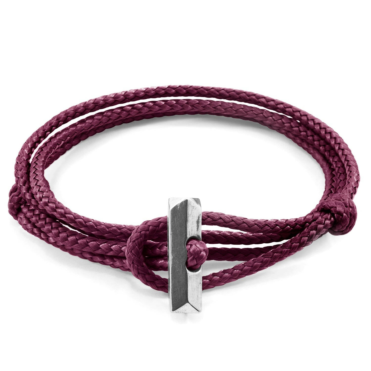 Aubergine Purple Oxford Silver and Rope Bracelet.