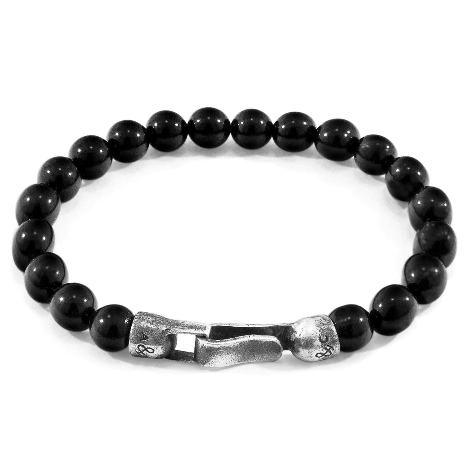 Black Onyx Nachi Silver and Stone Beaded Bracelet.