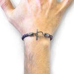 Indigo Blue Jura Silver and Braided Leather Bracelet - Selectique 