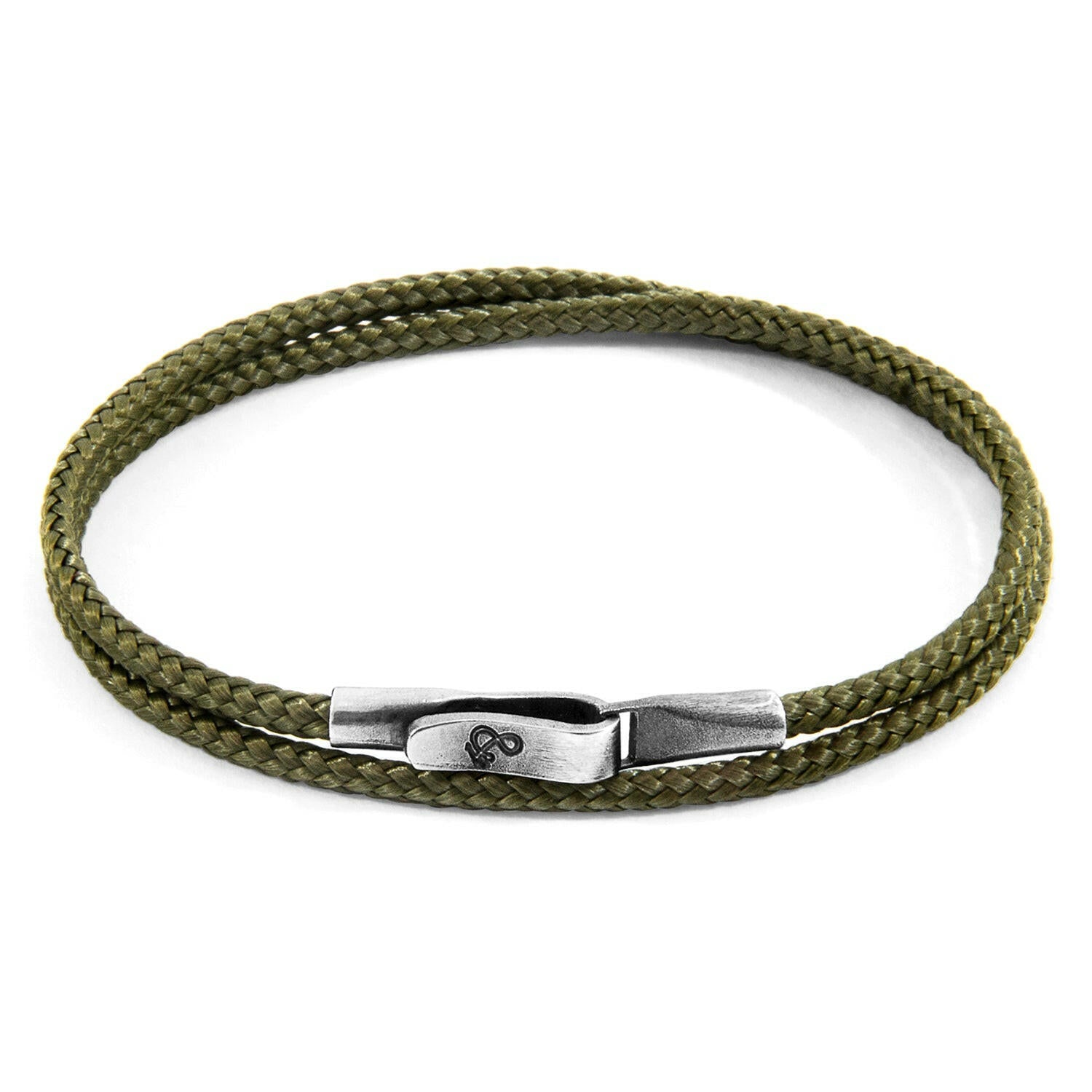 Khaki Green Liverpool Silver and Rope Bracelet.