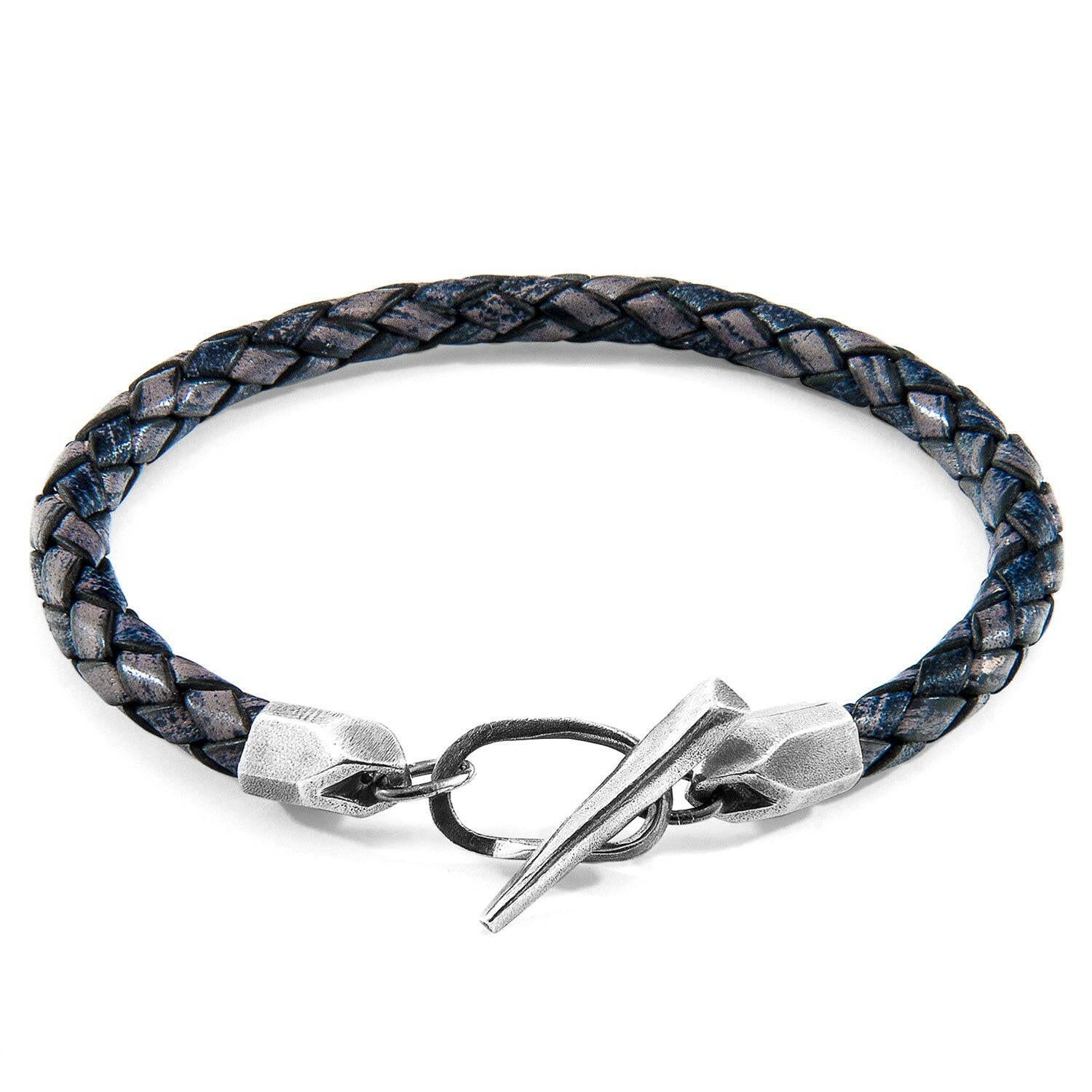 Indigo Blue Jura Silver and Braided Leather Bracelet.