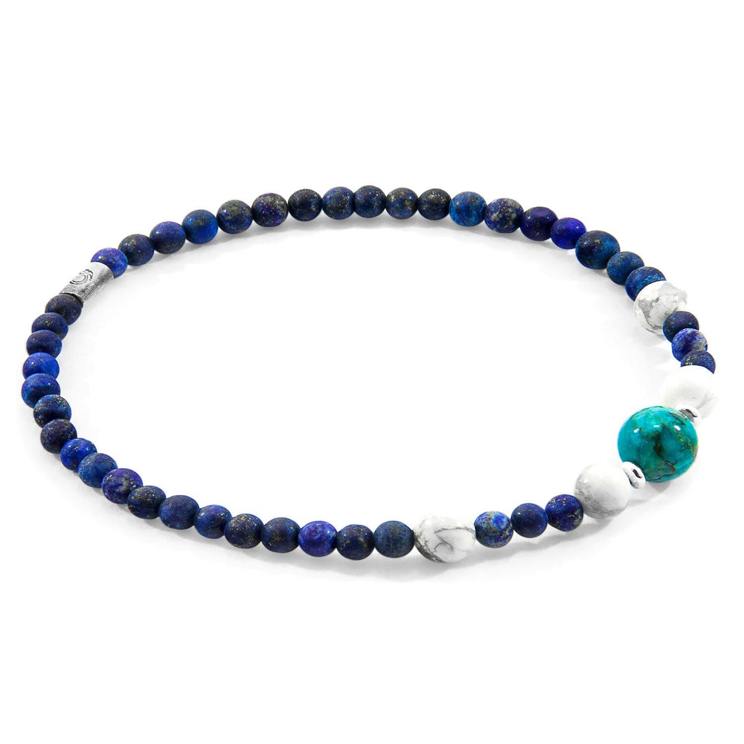 Sodalite, Howlite and Turquoise Frederick Silver and Stone Bracelet.