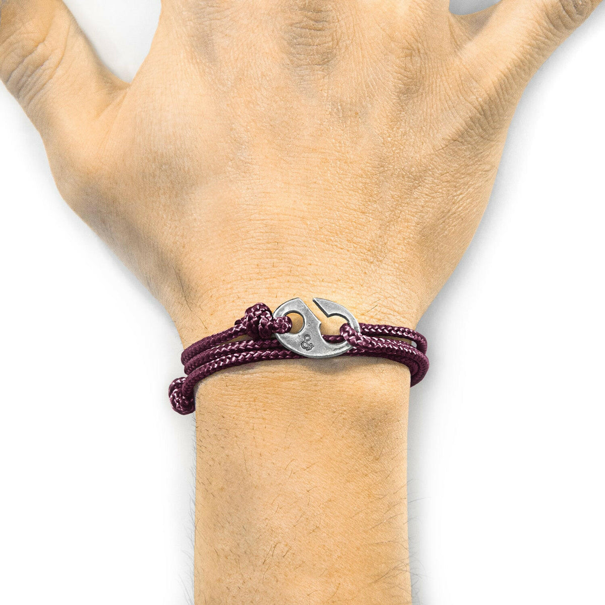 Aubergine Purple Windsor Silver and Rope Bracelet.