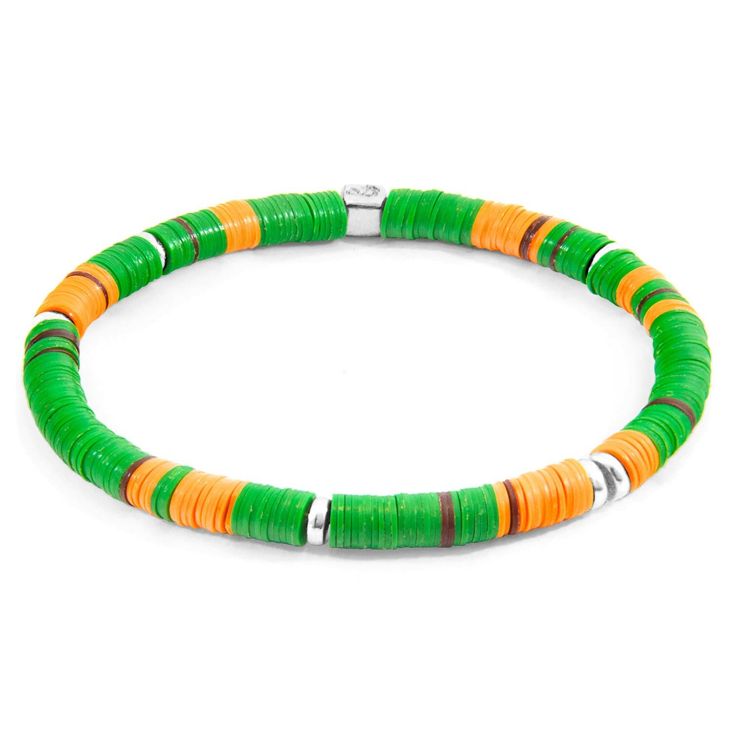 Green Malawi Silver and Vinyl Disc Bracelet.