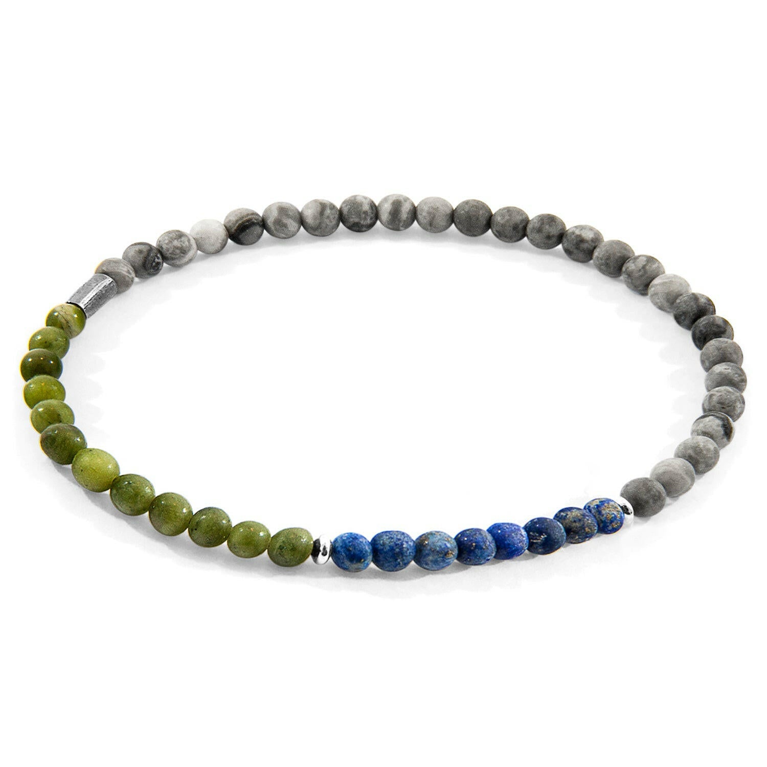 Jasper, Jade and Sodalite Joshua Silver and Stone SKINNY Bracelet.