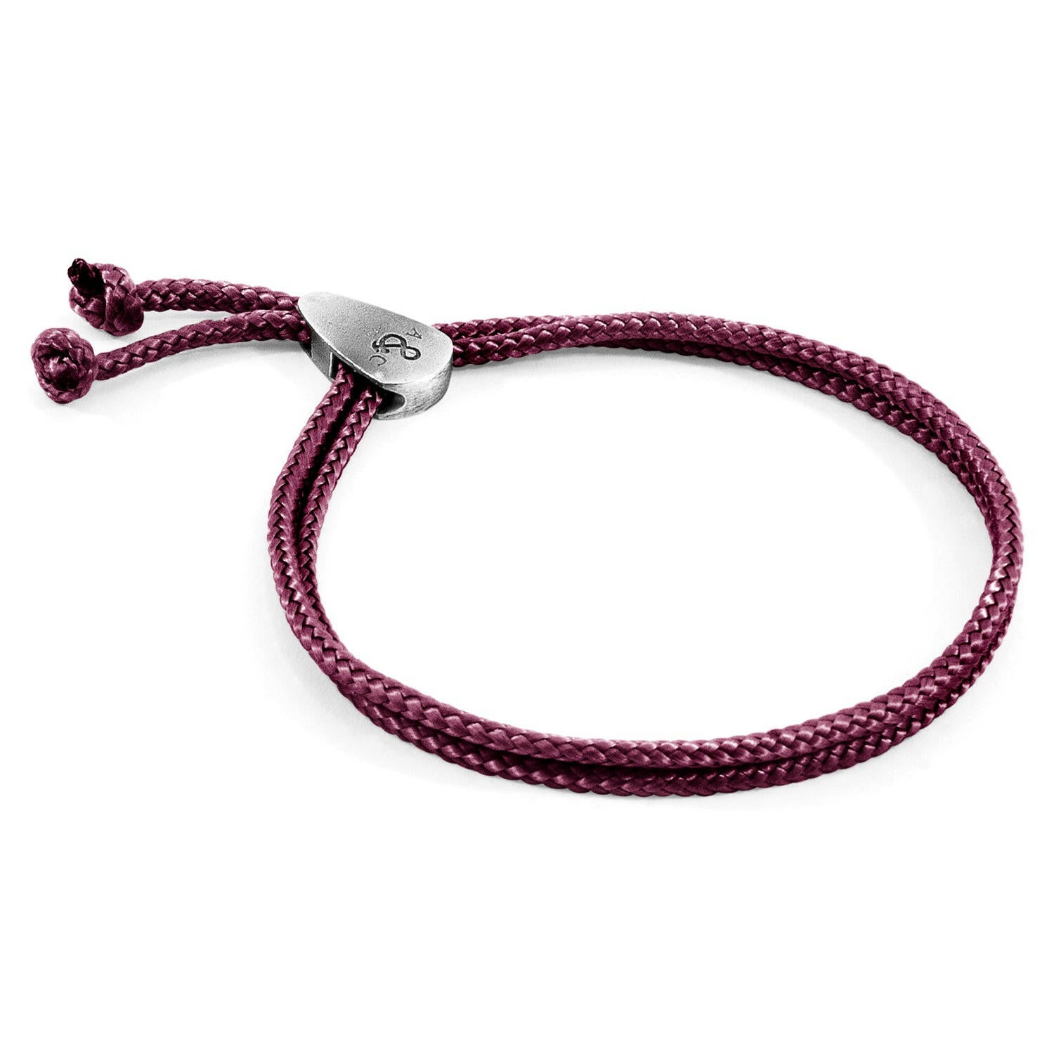 Aubergine Purple Pembroke Silver and Rope Bracelet.