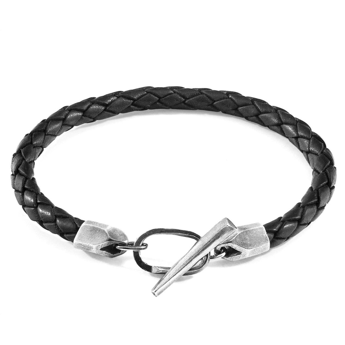 Midnight Black Jura Silver and Braided Leather Bracelet - Selectique 