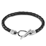 Midnight Black Jura Silver and Braided Leather Bracelet - Selectique 