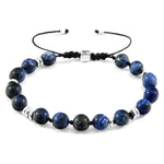 Blue Sodalite Agaya Silver and Stone Beaded Macrame Bracelet.